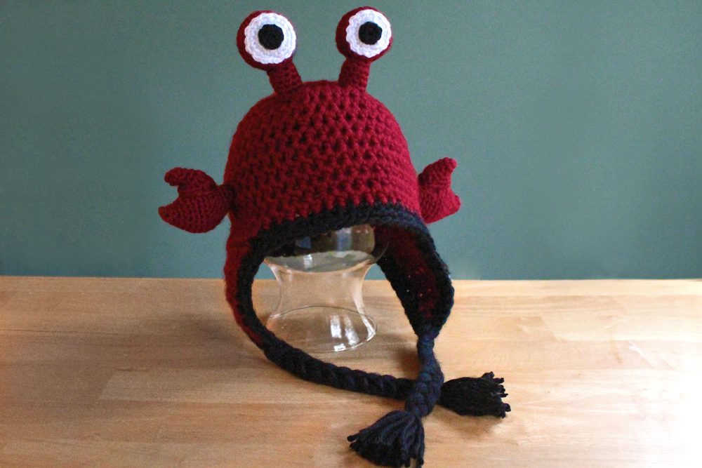 Hermit Crab Hat, Crochet animal ear flap hat