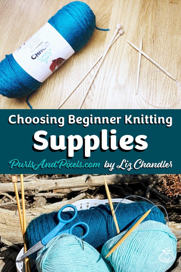 You can learn to knit with some basic knitting supplies: yarn, needles, and scissors. Choose your first knitting materials with this guide from Liz Chandler @PurlsAndPixels.