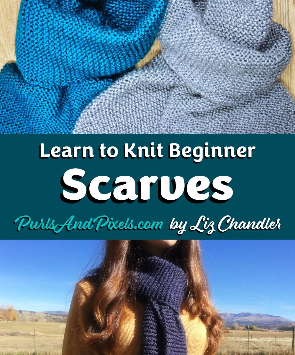 Learn to knit beginner scarves with this free, easy scarf pattern for new knitters by Liz Chandler @PurlsAndPixels.