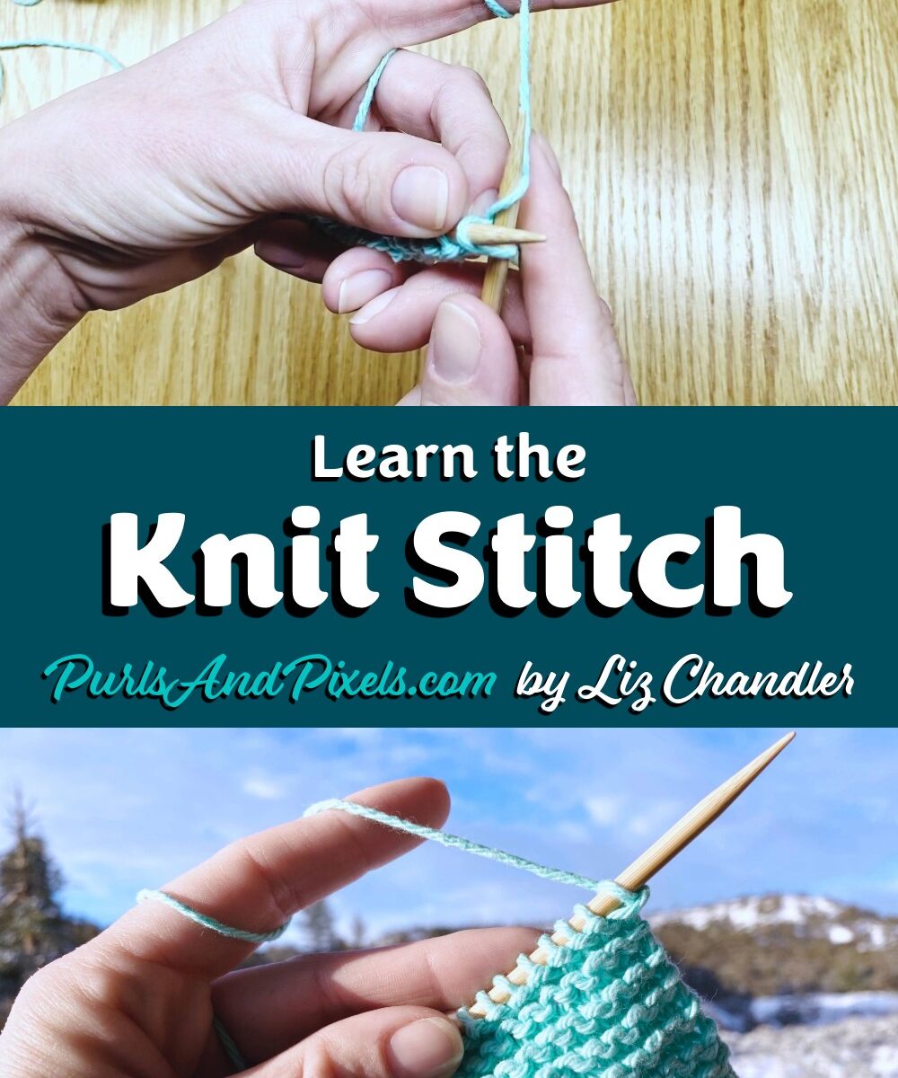 Learn how to make the knit stitch in this knitting guide. Get the free lesson with video and written instructions from Liz Chandler at PurlsAndPixels.com.