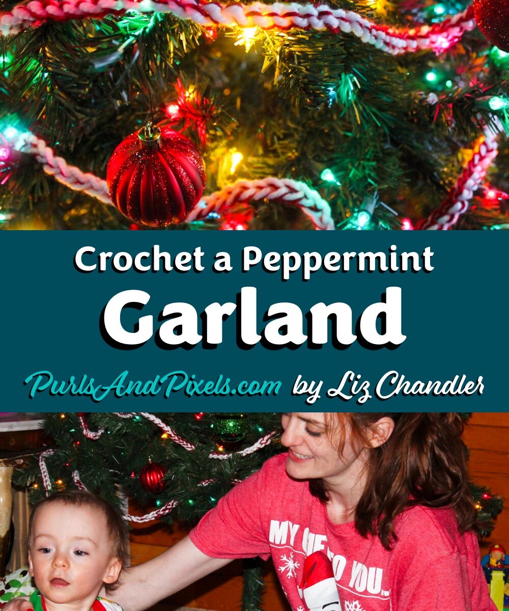 Learn to crochet a peppermint garland with this easy, free tutorial from Liz Chandler @PurlsAndPixels.