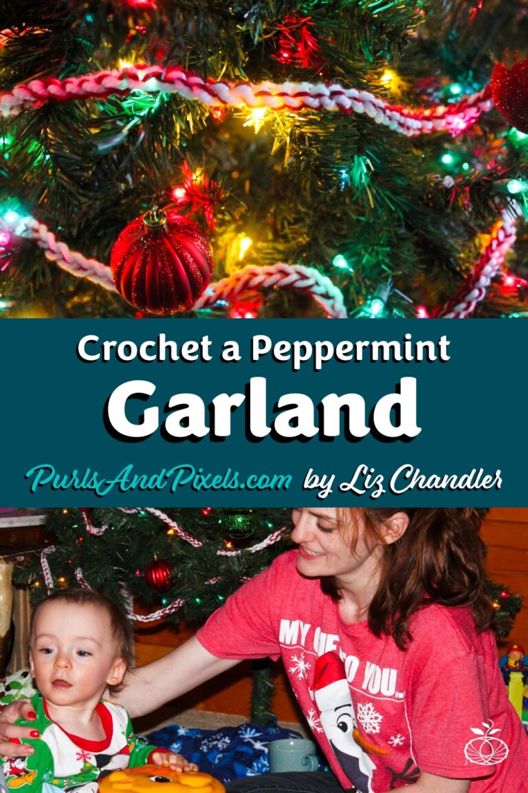 Learn to crochet a peppermint garland with this easy, free tutorial from Liz Chandler @PurlsAndPixels.
