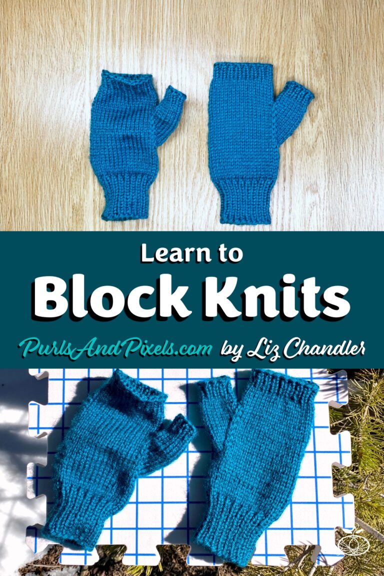 Learn when and how to block knitting to even out your stitching and form your shapes. Get the free knitting lesson in this online guide by Liz Chandler @PurlsAndPixels.