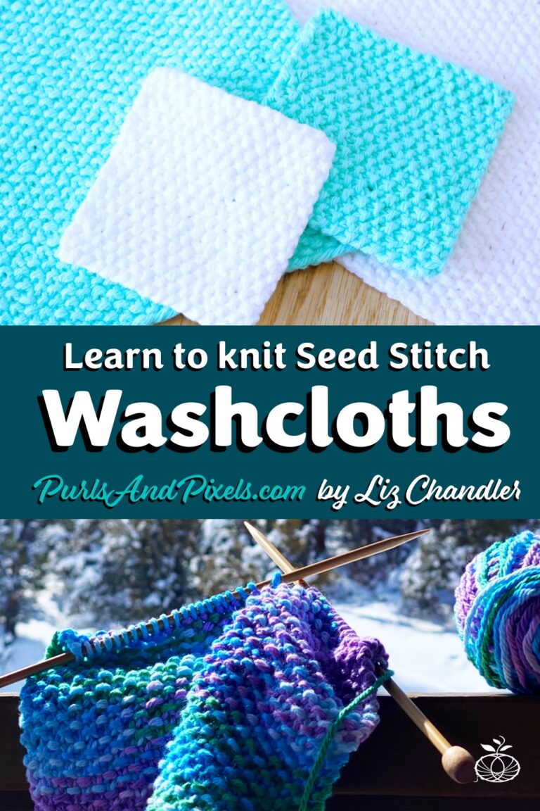 Seed Stitch Washcloth free knitting pattern using 100% cotton yarn, from Liz @PurlsAndPixels