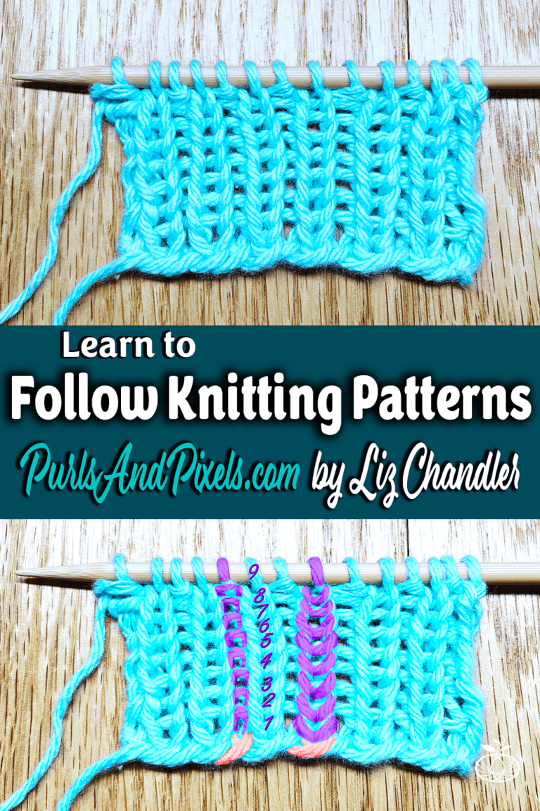 Learn to follow knitting patterns, counting rows, with Liz Chandler @PurlsAndPixels.