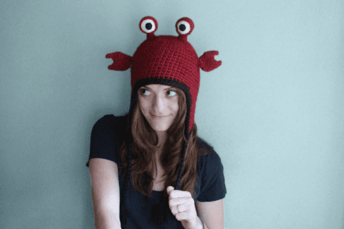 Hermit crab hat handmade crochet ear flap hat by PurlsAndPixels