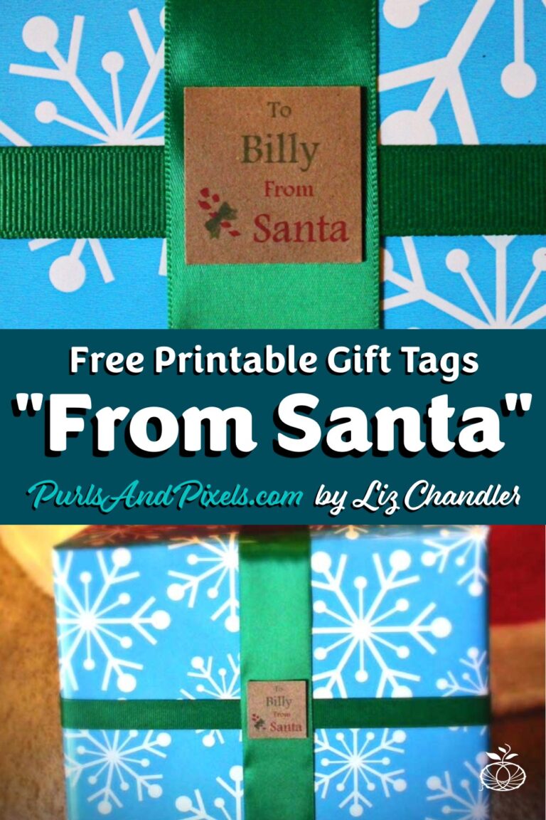 Printable "From Santa" Gift Tags for Christmas, a Free DIY project from Liz Chandler @PurlsAndPixels.