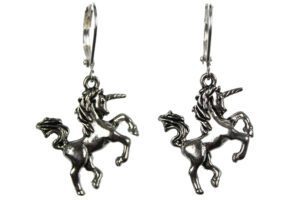 Silver unicorn earrings photograph by Liz @PurlsAndPixels