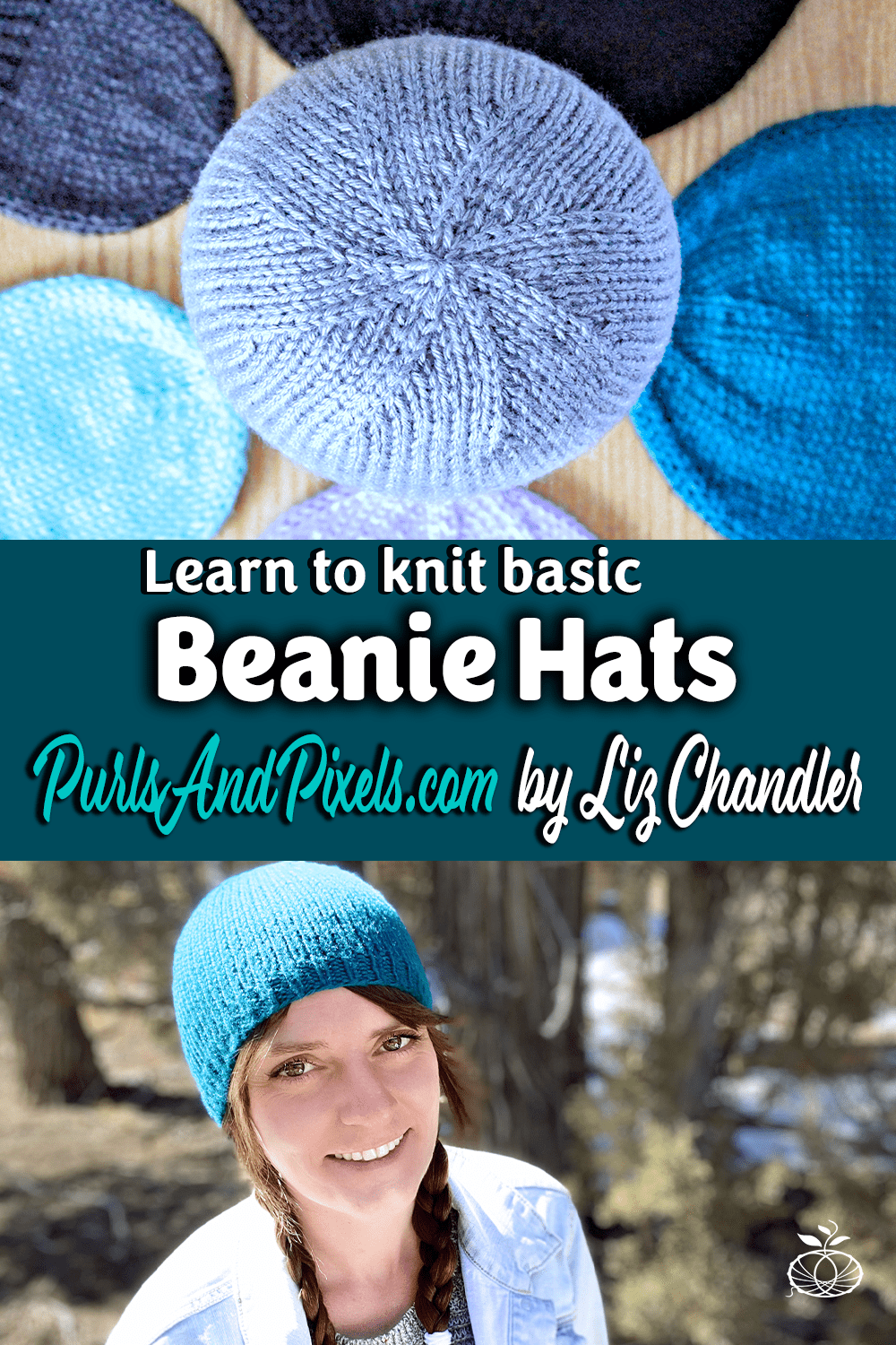 Simple knit beanie, hat knitting pattern in all sizes by Liz @PurlsAndPixels.