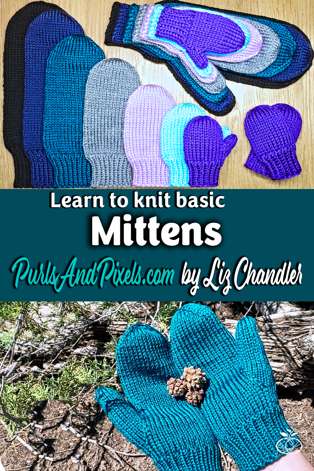 Basic knit mittens in all sizes knitting pattern from Liz @PurlsAndPixels