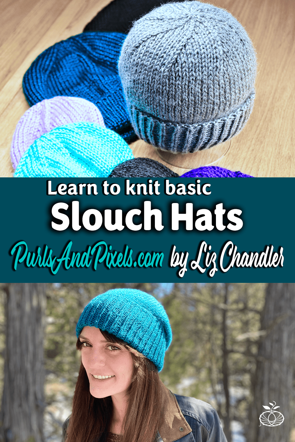 Basic Slouch Hat knitting pattern in all sizes by Liz Chandler @PurlsAndPixels.