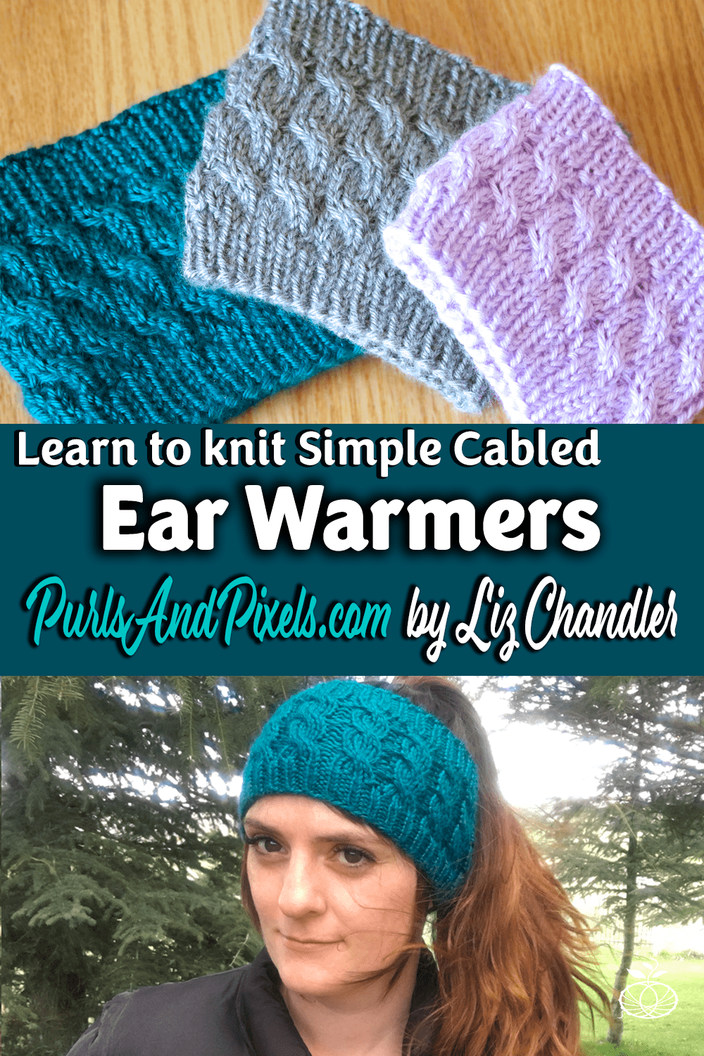 Twisty cable knit headband knitting pattern by Liz @PurlsAndPixels