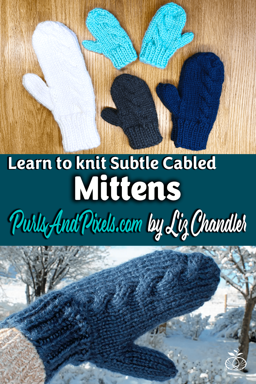 Subtle Cable Knit Mittens, designed by Liz Chandler @PurlsAndPixels