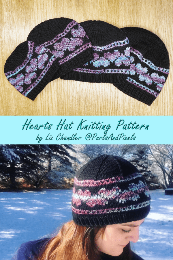 Heart hat knitting pattern from Liz @PurlsAndPixels