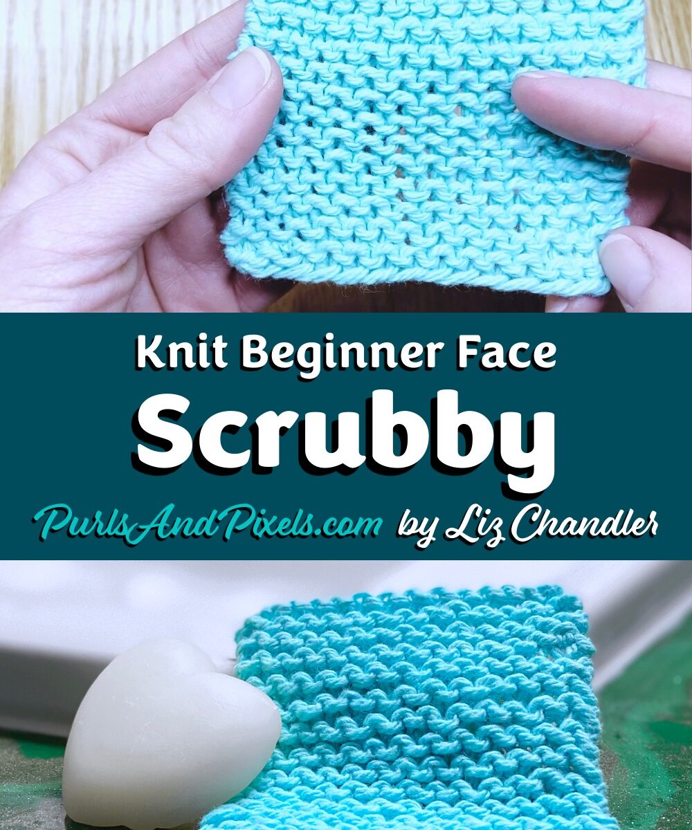 Ready to learn to knit? Start here: Free Beginner Face Scrubby knitting pattern by Liz Chandler @PurlsAndPixels.
