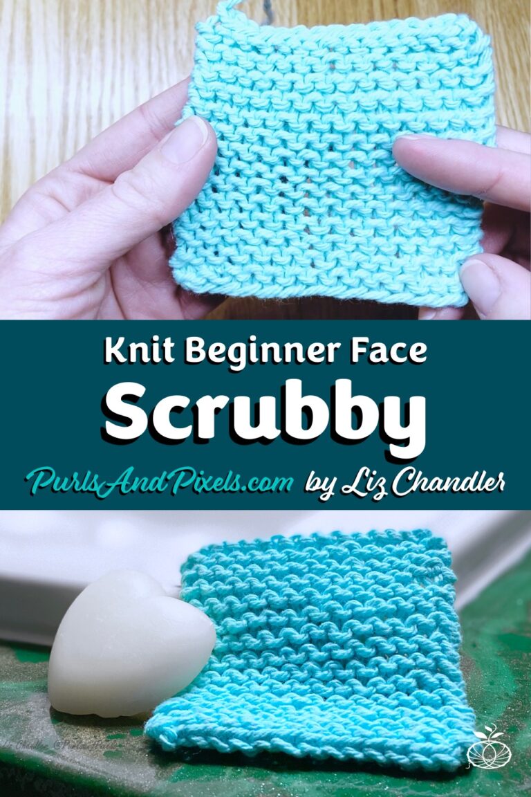 Ready to learn to knit? Start here: Free Beginner Face Scrubby knitting pattern by Liz Chandler @PurlsAndPixels.