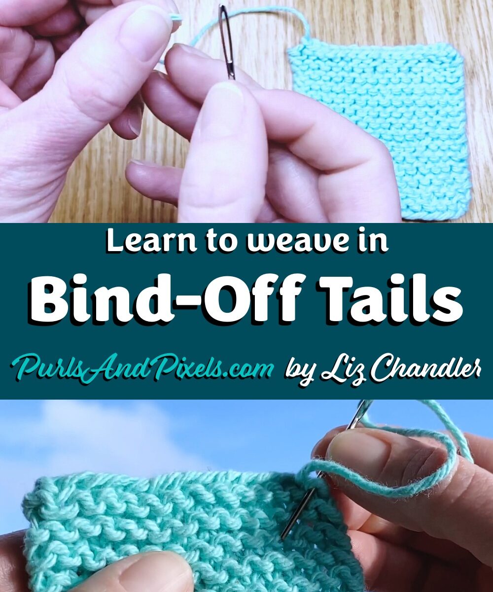 Learn to weave in bind off tails on flat knits like washcloths, scarves, and blankets in this knitting lesson from Liz Chandler @PurlsAndPixels.