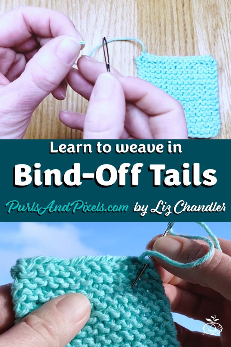 Learn to weave in bind off tails on flat knits like washcloths, scarves, and blankets in this knitting lesson from Liz Chandler @PurlsAndPixels.