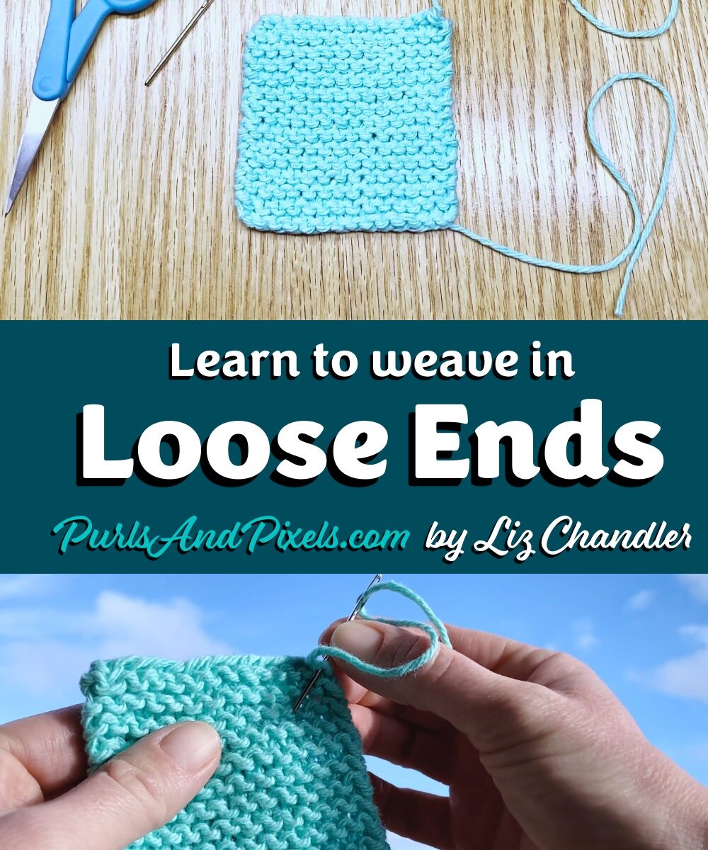 Learn how to tie up loose ends on flat knitting projects in this lesson from Liz Chandler @ PurlsAndPixels.