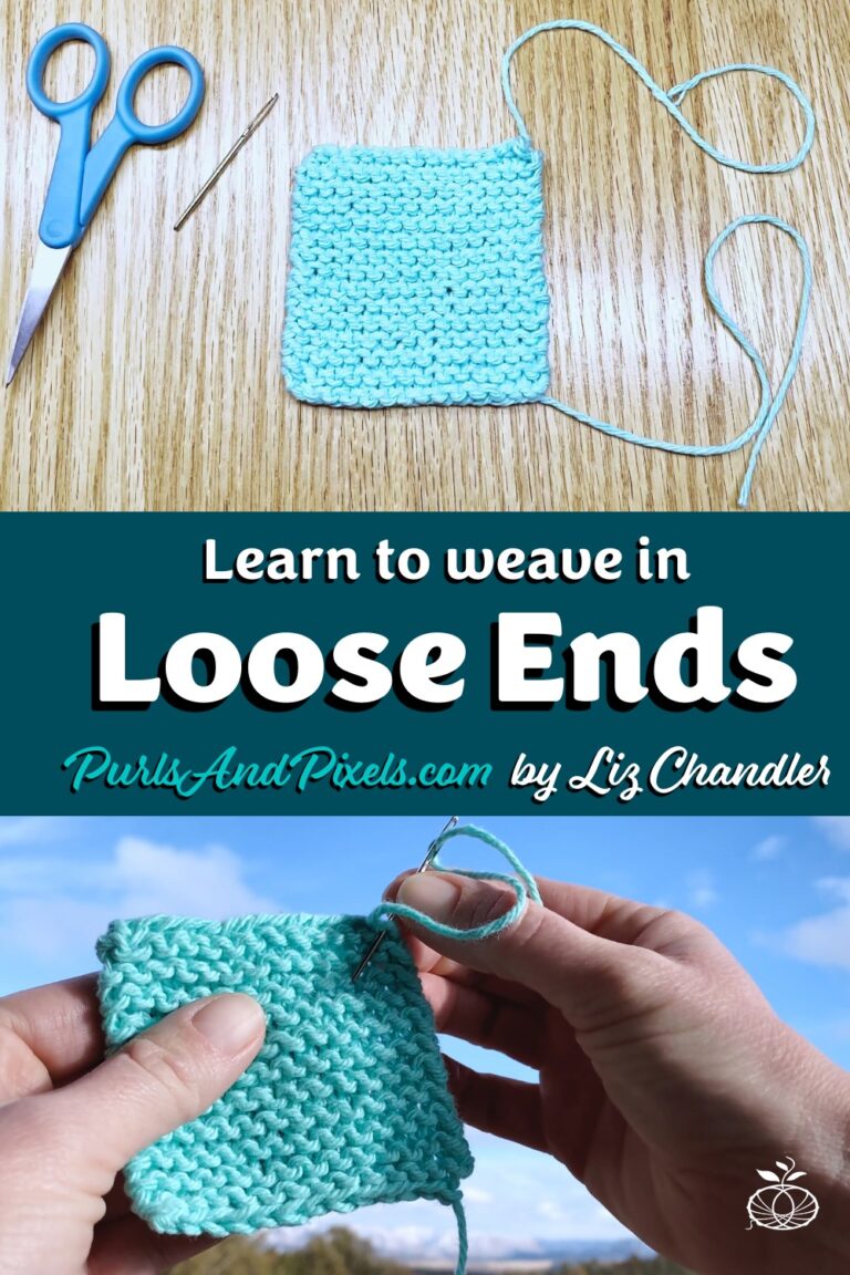 Learn how to tie up loose ends on flat knitting projects in this lesson from Liz Chandler @ PurlsAndPixels.