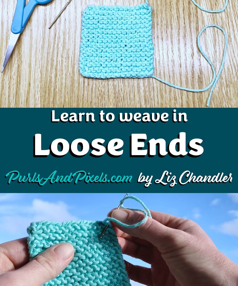 Learn how to tie up loose ends on flat knitting projects in this lesson from Liz Chandler @ PurlsAndPixels.