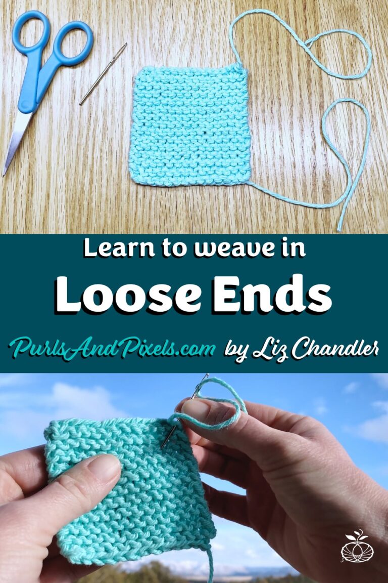 Learn how to tie up loose ends on flat knitting projects in this lesson from Liz Chandler @ PurlsAndPixels.