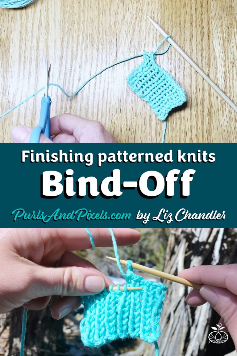 After you knit a in a pattern of knits and purls, use this free knitting lesson to learn to bind off in pattern.