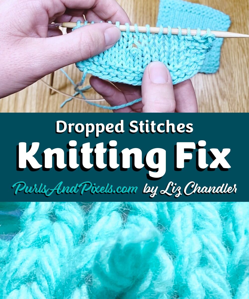 Did a stitch slip off your needles? Learn to fix dropped knit stitches in this knitting lesson about spotting and repairing mistakes from Liz Chandler @PurlsAndPixels.