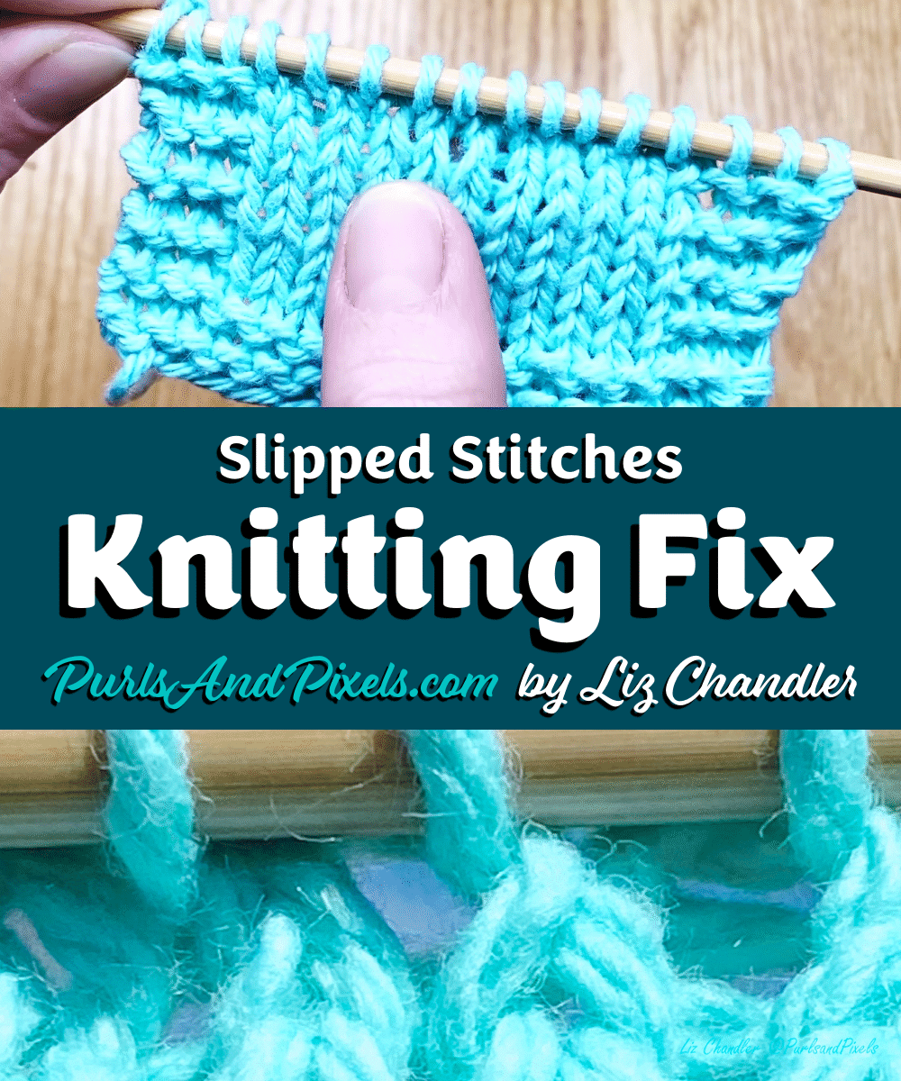 Knitting mistakes happen. Learn to fix slipped knit stitches in this knitting lesson about spotting and repairing mistakes from Liz Chandler @PurlsAndPixels.