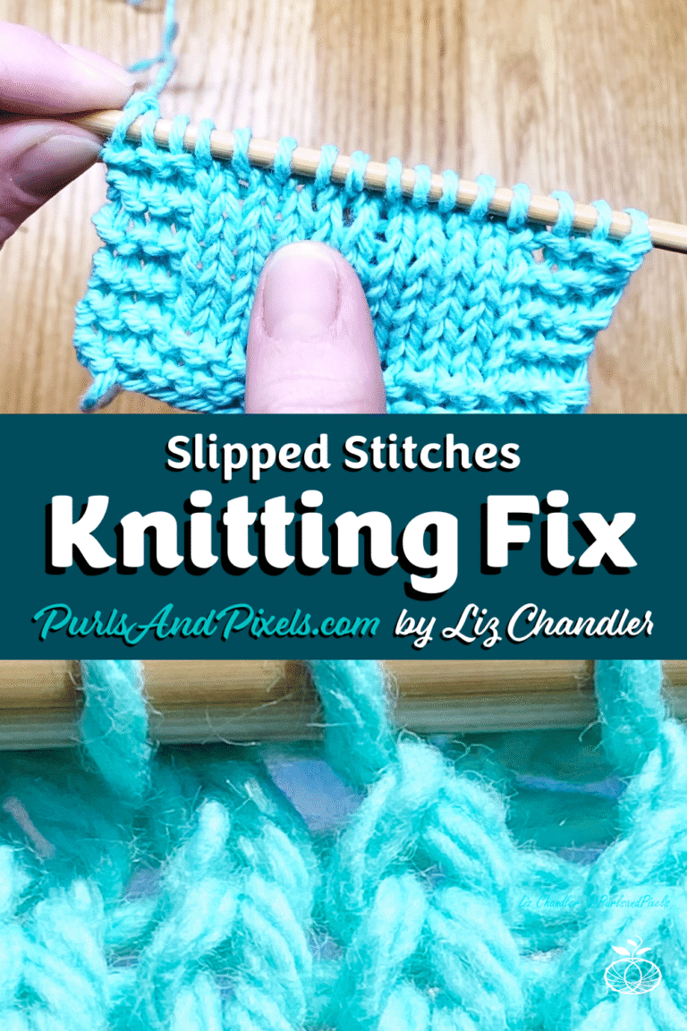 Knitting mistakes happen. Learn to fix slipped knit stitches in this knitting lesson about spotting and repairing mistakes from Liz Chandler @PurlsAndPixels.