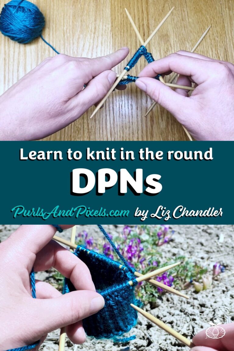 Learn to knit in the round on double point needles (DPNs) in this free online knitting lesson with Liz Chandler @PurlsAndPixels.