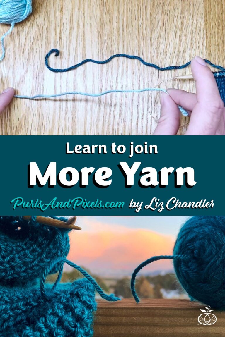 Learn how to add more yarn in the middle of a knitting project by making a "magic knot" in this free lesson with Liz @PurlsAndPixels.