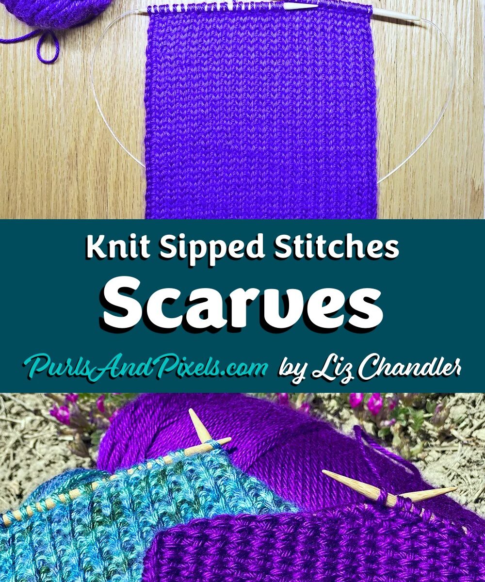 Slipped Stitches Scarf - a free knitting pattern from Liz Chandler @PurlsAndPixels.