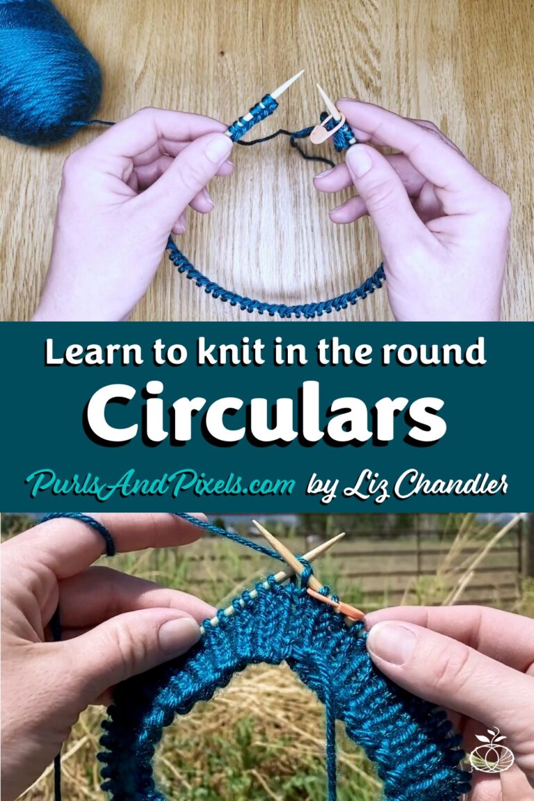 Learn how to knit in the round on circular needles in this free online knitting lesson with Liz Chandler @PurlsAndPixels.