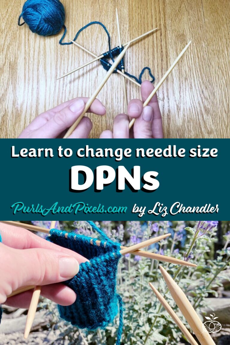 Learn to switch double point needle (DPN) sizes while knitting in the round in this lesson with Liz Chandler @PurlsAndPixels.