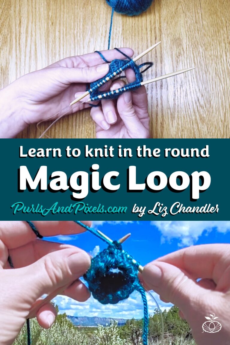 The Magic Loop - Learn to knit seamless tubes in the round with long circular needles in this lesson with Liz Chandler @PurlsAndPixels.