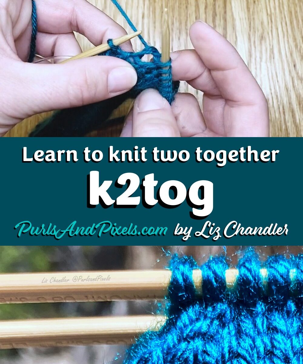Learn to Knit Two Together decreases (k2tog) in this knitting lesson with Liz Chandler @PurlsAndPixels.