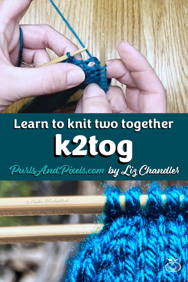 Learn to Knit Two Together decreases (k2tog) in this knitting lesson with Liz Chandler @PurlsAndPixels.