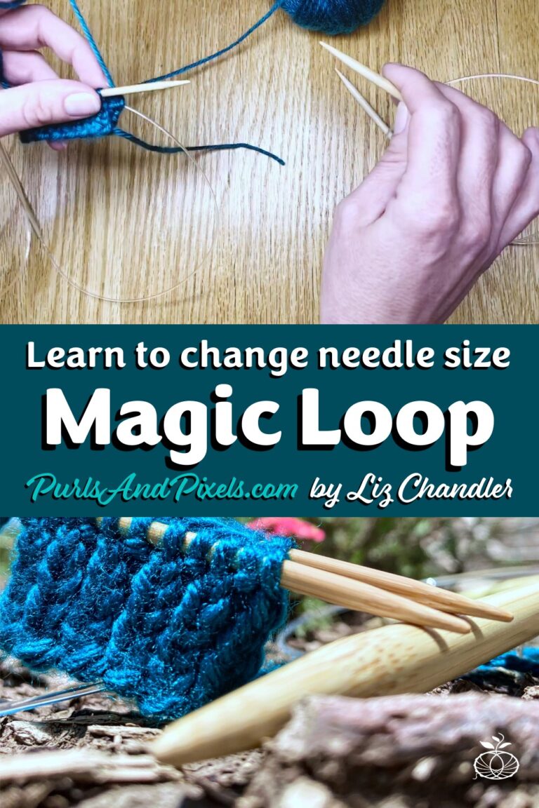 Learn how to switch needle sizes when knitting in the round in the Magic Loop with this free online lesson with Liz Chandler @PurlsAndPixels.