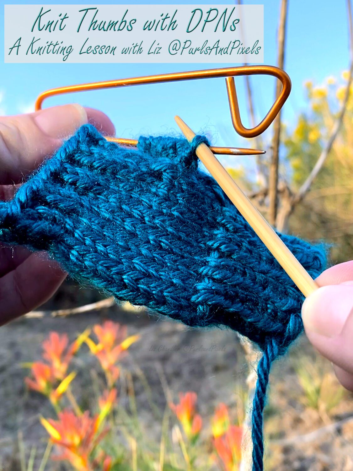 Knit Off Stitch Holders with DPNs - Knitting a Glove Thumb - PurlsAndPixels