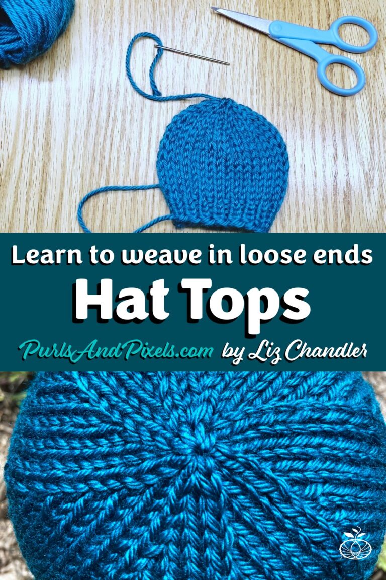 Learn to weave in the loose end at the top of hats to close the open hole in this knitting lesson.