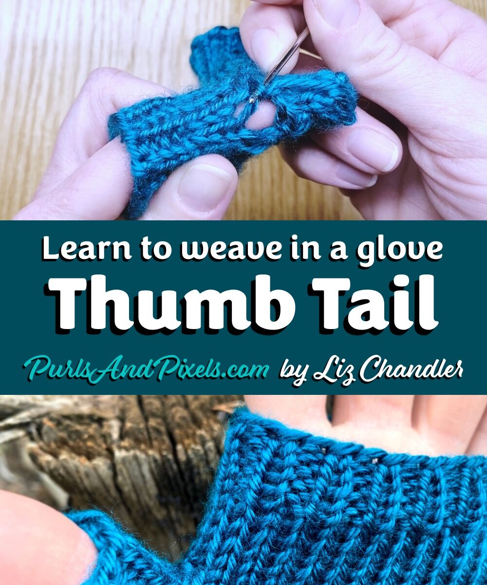 Learn to weave in the tail at the base of a glove thumb and close the gap with duplicate stitch in this knitting lesson from Liz Chandler @PurlsAndPixels.