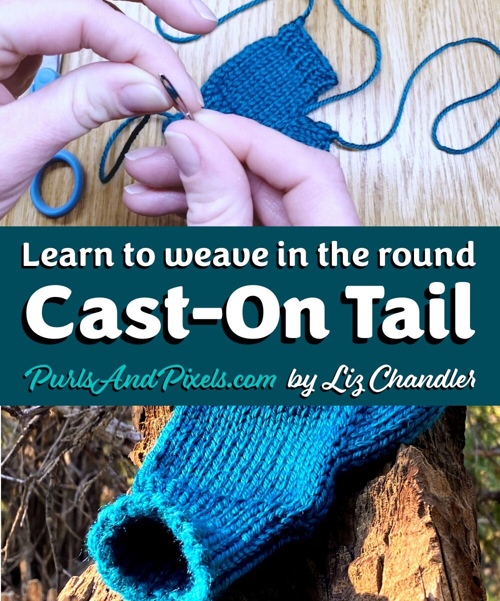 Learn to tie up loose ends on fingerless gloves - step, 1 - the cast-on tail - a knitting lesson with Liz Chandler @PurlsAndPixels.