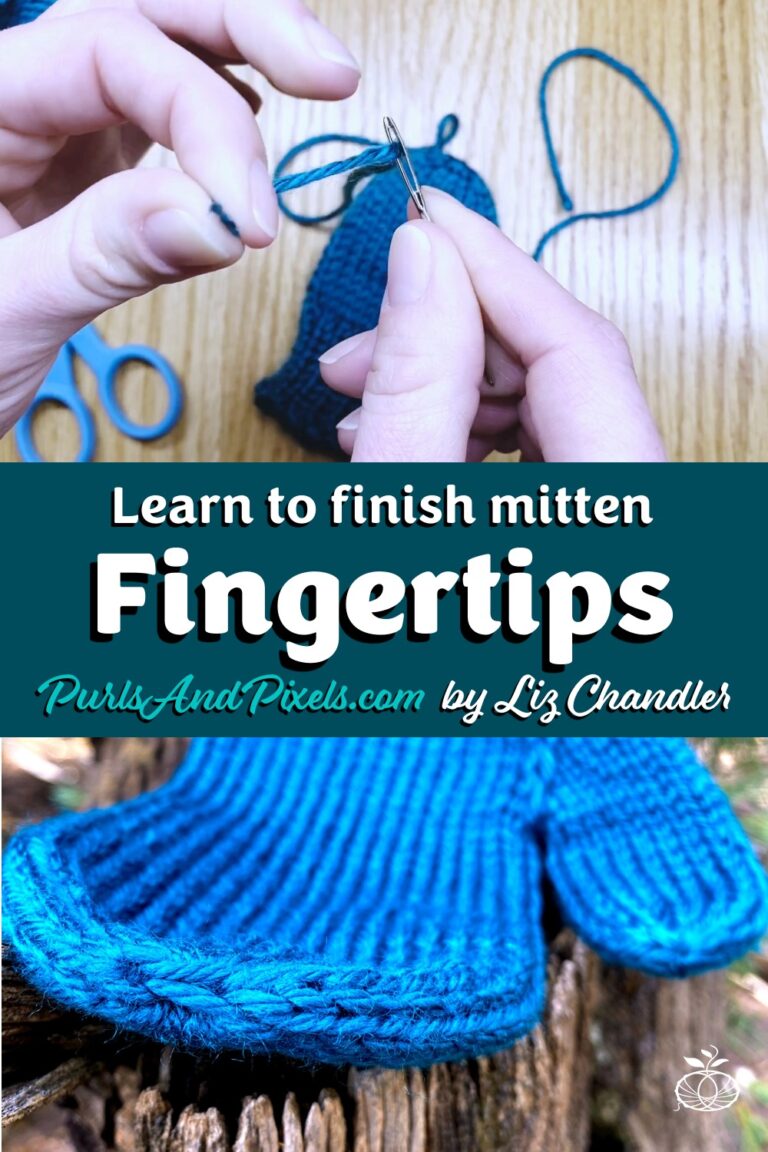 Use the loose end at the top of mitten gloves to finish the fingertips in this free online knitting lesson from Liz Chandler @PurlsAndPixels.