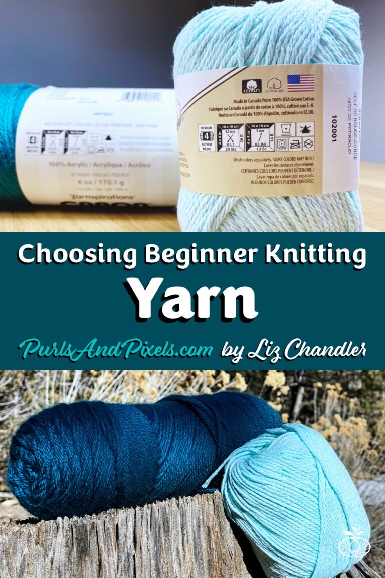 Learn about choosing yarn for beginner knitting projects in this lesson with Liz Chandler @PurlsAndPixels.