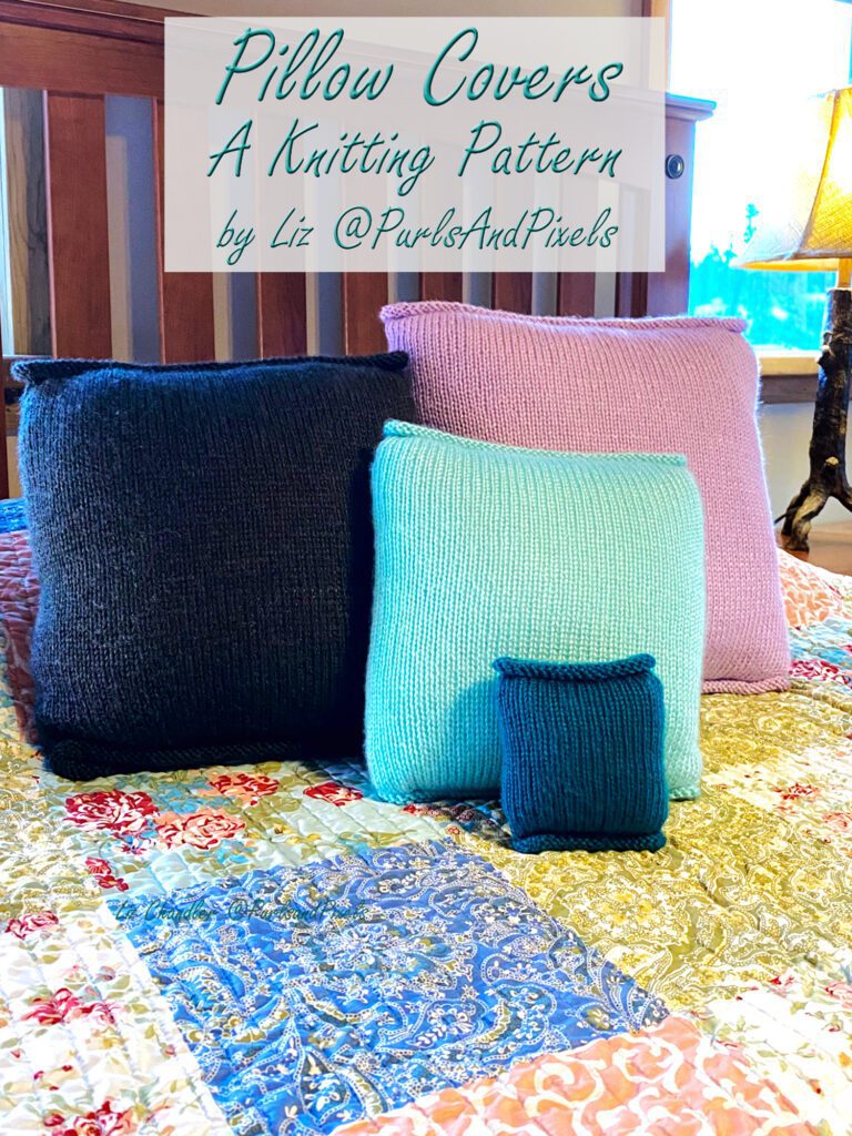 Learn to knit a pillowcase with this free basic pillow cover knitting pattern from Liz Chandler @PurlsAndPixels.