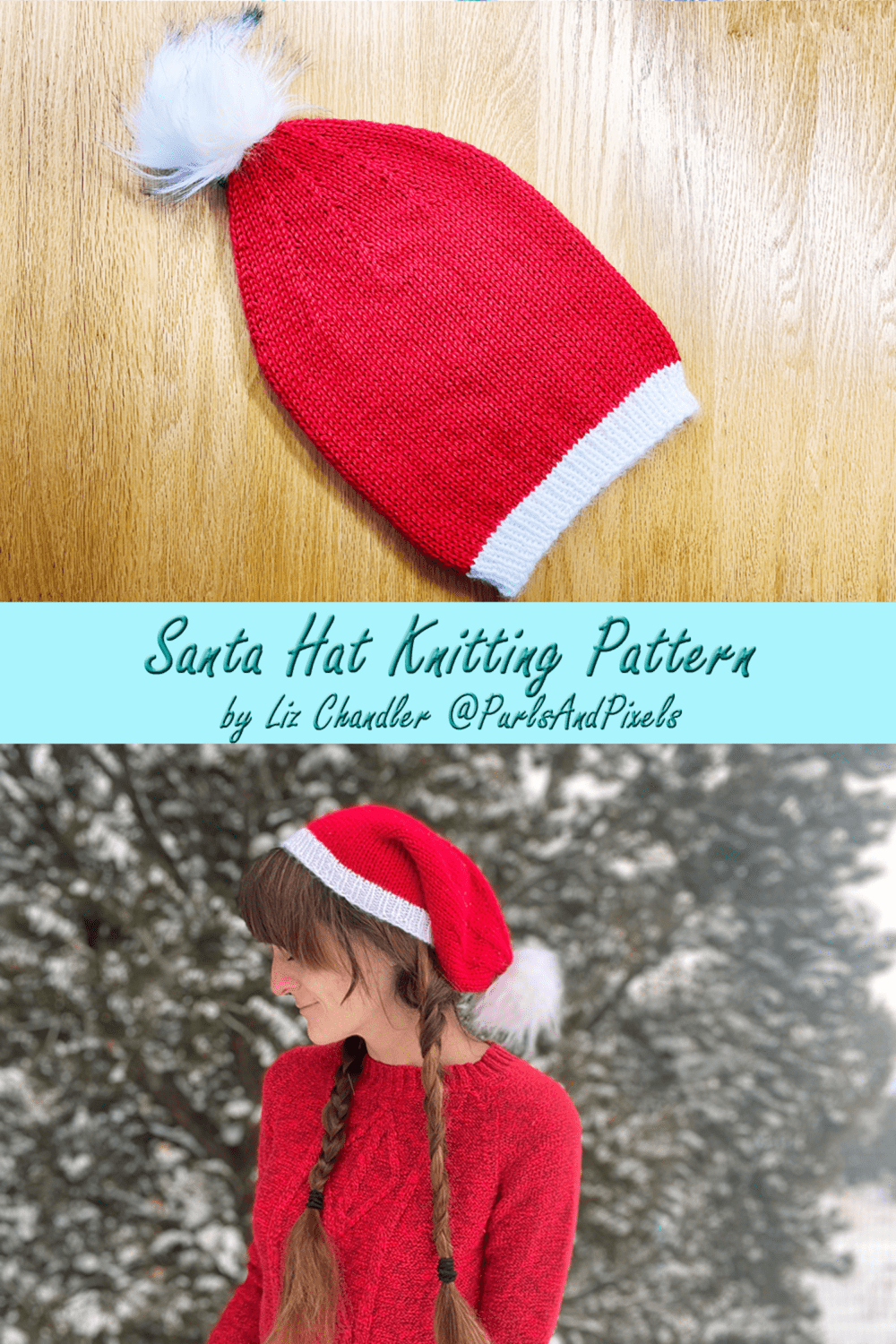 Santa Hat knitting pattern from Liz Chandler @PurlsAndPixels