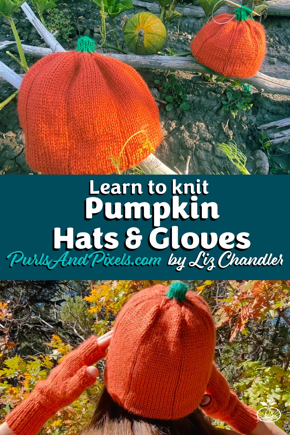 For some autumn fun or a spooky Halloween make the Pumpkin hat and gloves knitting pattern set by Liz Chandler @PurlsAndPixels.