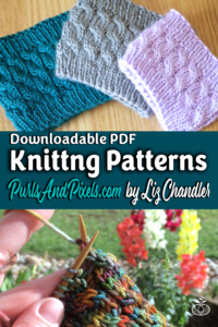 Downloadable PDF knitting patterns by Liz Chandler @PurlsAndPixels.
