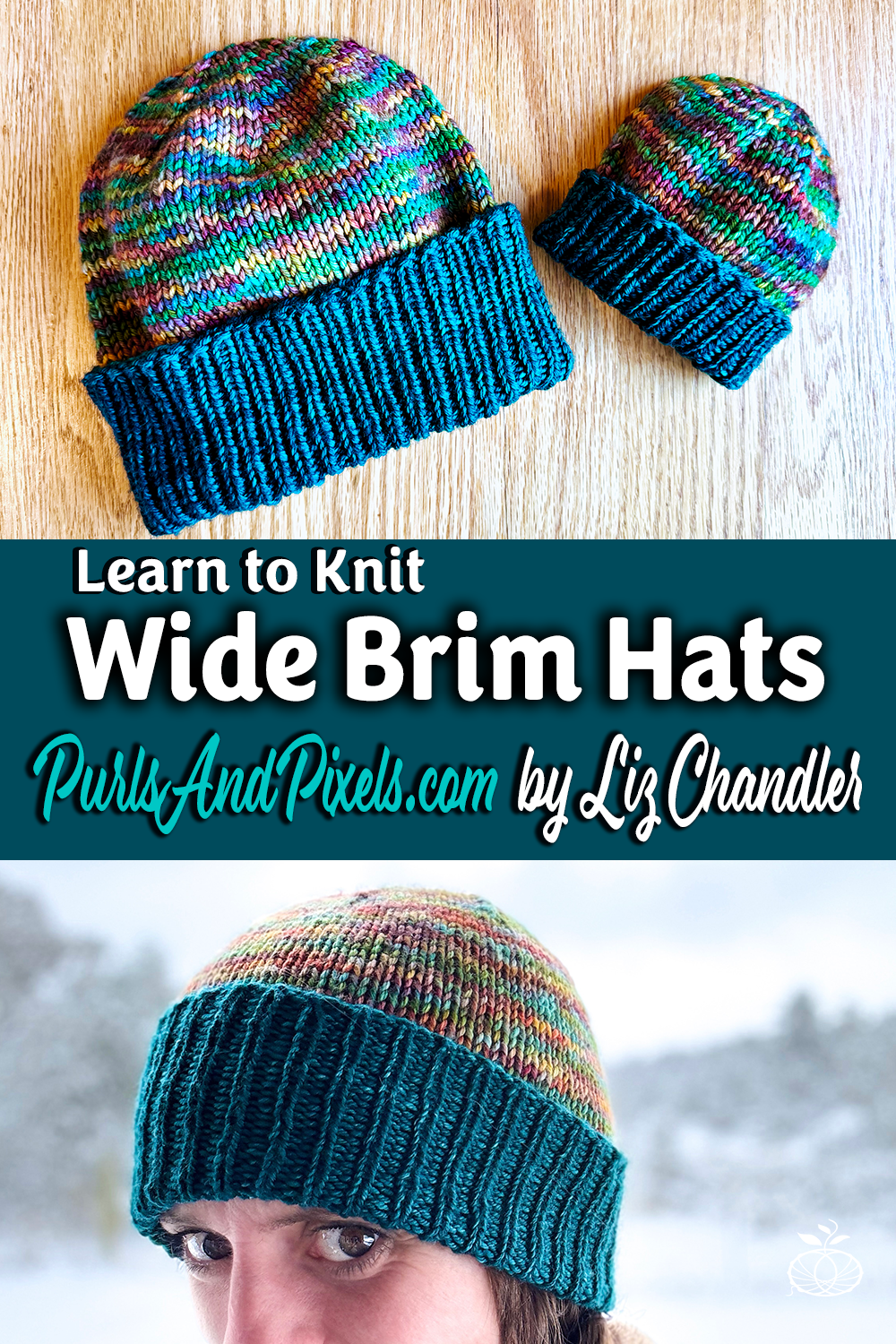 Wide Brim Hat knitting pattern with Malabrigo Rios Yarn by Liz Chandler @PurlsAndPixels.